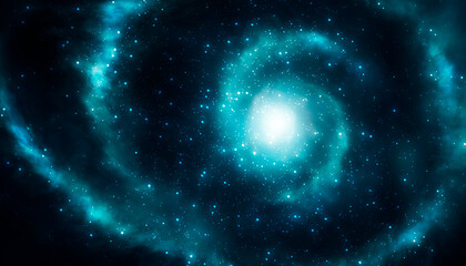 Wall Mural - cosmic constellation, spiral nebula, blue neon.