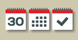 Vector icon page calendar - 30 day, agenda, done