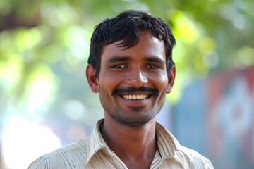 Wall Mural - man smiles at camera