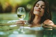 © less - Woman Enjoying Poolside Wine