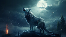 Wolf Howling At The Moon , Generate AI