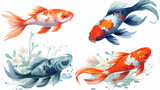 Fototapeta Zwierzęta - couple goldfish koi in the water , Generate AI