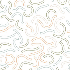 Poster - Colored geometric seamless pattern. Outline curved lines