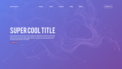 Poster - Landing page abstract design with twisted growing lines. Template for website or app.
