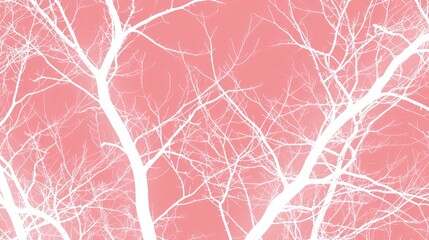 Poster - Pink abstract background or screensaver in the form of white tree branches. AI generative.