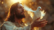 Jesus Christ and the dove as a symbol of the Holy Spirit