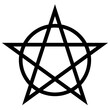 Pentagram circumscribed by a circle. Five-pointed star sign. Magical symbol of faith. Simple flat black illustration.