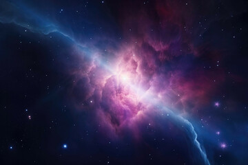 Wall Mural - a view of a distant star with a bright, colorful nebula in the background
