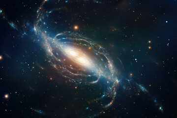 Wall Mural - a shot of a distant galaxy, with its spiral arms stretching out into the infinite darkness of space