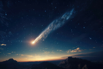 Wall Mural - a shot of a comet, streaking across the night sky
