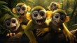 Playful Gathering of Adorable Squirrel Monkeys in a Lush Tropical Setting - AI-Generative