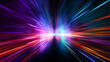 © Hype2Art - Abstract neon light streaks radiating from central point with vibrant colors, speed concept