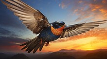 Graceful Barn Swallow In Mid-Air Flight, Capturing The Beauty Of Nature's Elegance - AI-Generative