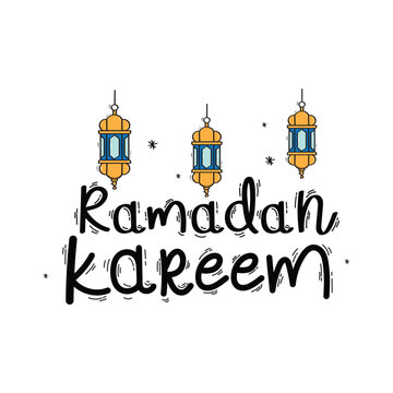 Hand Drawn Ramadan Kareem Calligraphy Text Vector Design.