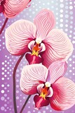 Fototapeta Storczyk - Orchid wavy 70s halftone pattern, batik, pastel