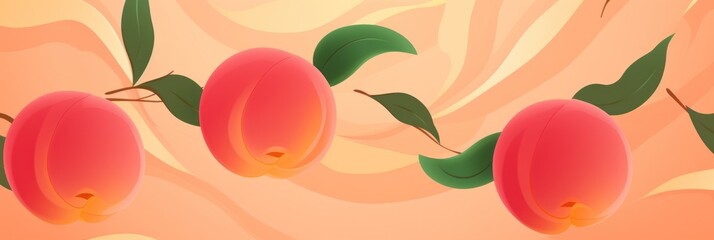 Wall Mural - Peach cartoon illustration of a pattern with one break in the pattern
