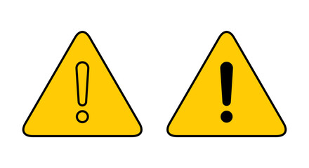 Wall Mural - Alert warning icon vector in flat design. Exclamation mark symbol on triangle