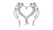 © artisttop - Continuous one line drawing hand holding heart. Charity donation linear symbol. Vector isolated on white background