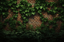 A Green Ivy Growing Up A Brick Wall