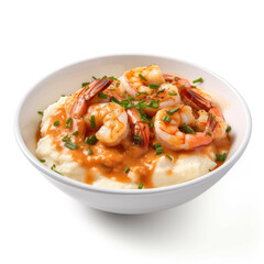 Wall Mural - Shrimp and Grits isolated on white background