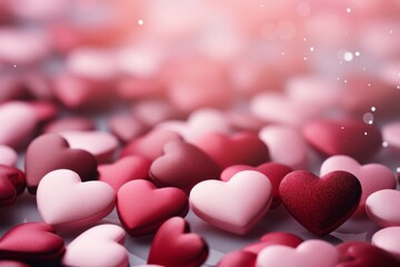 Sticker - Festive card backdrop with hearts. Background with selective focus and copy space