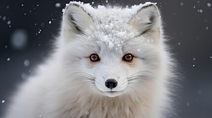 majestic arctic fox closeup in its natural snowy habitat, wildlife photography capture