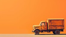 Rusty Vintage Toy Truck On An Orange Background