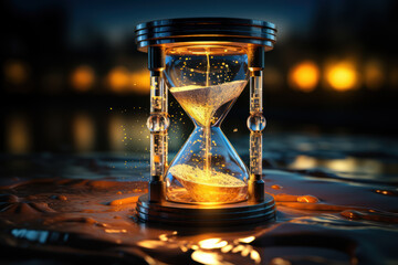 Poster - a digital hourglass with bits and bytes flowing through, representing the transient nature of online