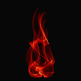 Fototapeta  - Red Fire Flame Element in Black Background