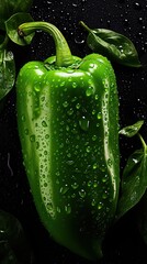 Canvas Print - green pepper with drops