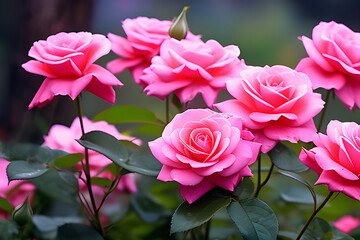 Wall Mural - the dark pink rose of a magical garden: beauty and mystery generative ai