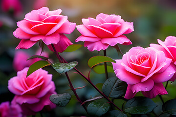 Wall Mural - the dark pink rose of a magical garden: beauty and mystery generative ai