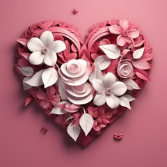 Poster - Valentine's Day Concept, Red heart on Pink background with copy space for your text. Generative AI.