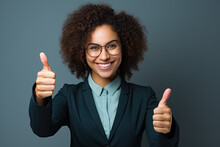 Business Woman With Thumbs Up