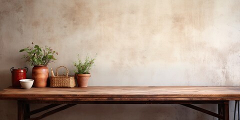 Wall Mural - Empty area on vintage table in kitchen decor