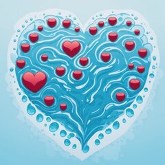 hearts on a red background or valentine hearts background or hearts background o rheart from water or heart in water or heart of water or heart with drops or heart on the background or heart shaped