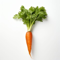 Wall Mural - Photograph of carrot, top down view, wite background