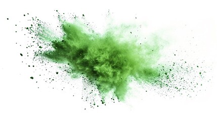 Wall Mural - abstract powder splatted background,Freeze motion of green powder exploding/throwing green, Abstract emerald dust explosion on white background.