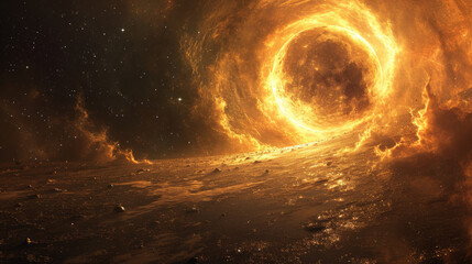 The sun rises over the planet.