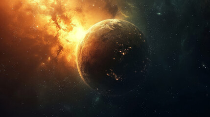The sun rises over the planet.