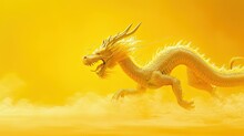White Chinese Dragon In Yellow Background