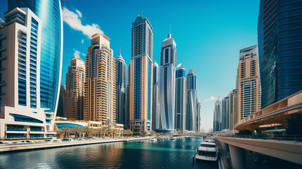 Wall Mural - modern buildings in Dubai Marina UAE with beautiful clear sky