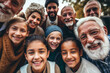 © dreamalittledream - Diverse group of people smiling in joy in the park, a unique crowd, ethnic diversity, different cultures, family, multicultural friends, cultural mixing pot, professional portrait photo