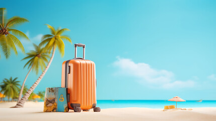 summer vacation concept, travel background with copy space