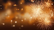 © Abu - Abstract background new year, cheering crowd and gold fireworks and celebrating holiday