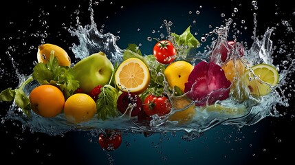  fruits and vegetables that falls into the water and gives a splash effect