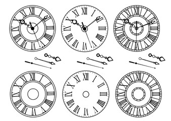 ベクター アンティーク 時計 文字盤 ローマ数字 アナログ 黒 アイコン