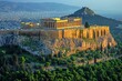 Acropolis, Athens, Greece, aerial view at picturesque sunset, sunrise