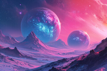 Wall Mural - Milky Way galaxy, outer space galaxy planet background, modern science fiction concept illustration