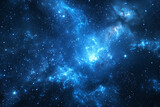 Fototapeta Kosmos - Blue abstract galaxy starry sky, nebula background concept illustration in the sky